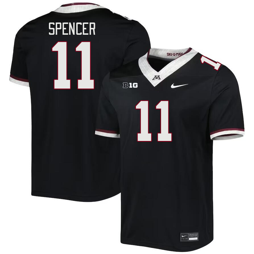 Men #11 Elijah Spencer Minnesota Golden Gophers College Football Jerseys Stitched-Black